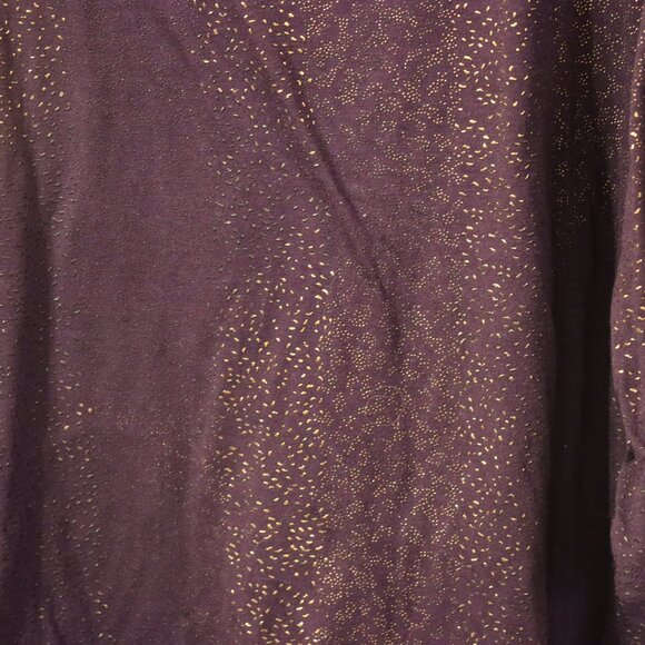 Lavish Purple with gold textured marks and dots, 3/4 sleeve dress shirt, 1XL - Picture 7 of 8
